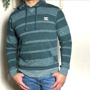 DC Men's Forest Green Hoodie with Stripes LARGE